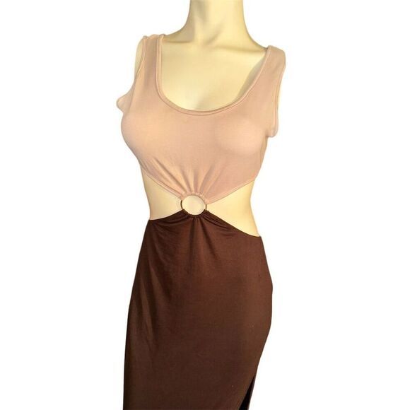 Hello Baby cut out block color Maxi Dress - Brown/combo size M - Picture 9 of 14